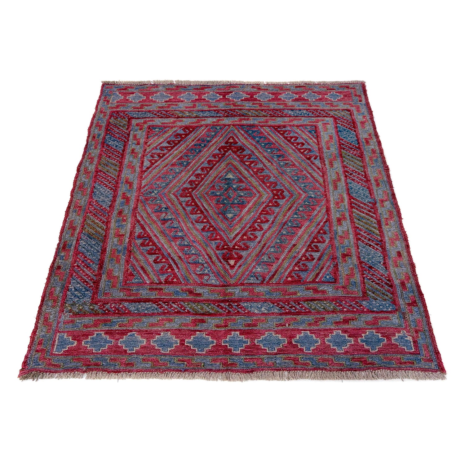 Mashwani Runner Rug Handmade Multi Geometric 4x4 ft
