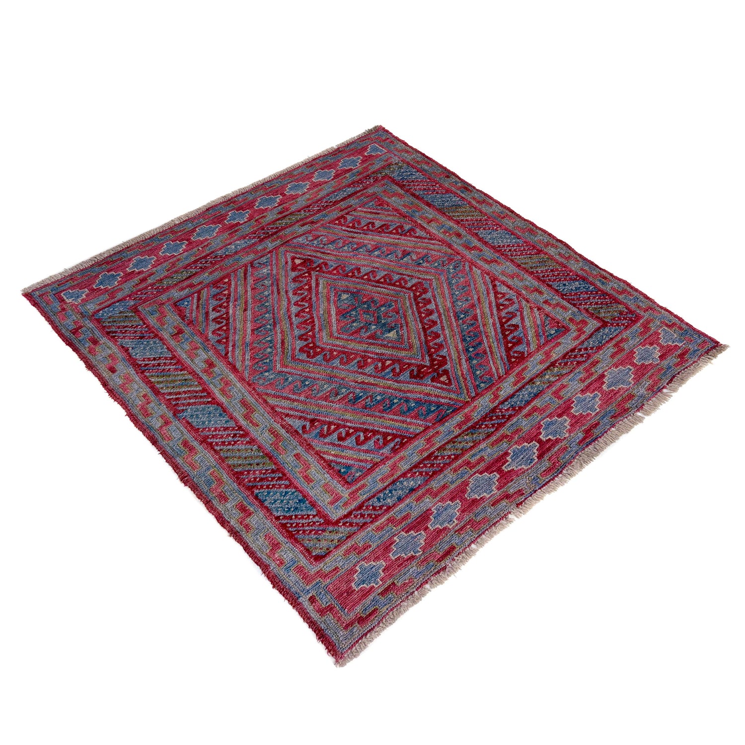 Mashwani Runner Rug Handmade Multi Geometric 4x4 ft