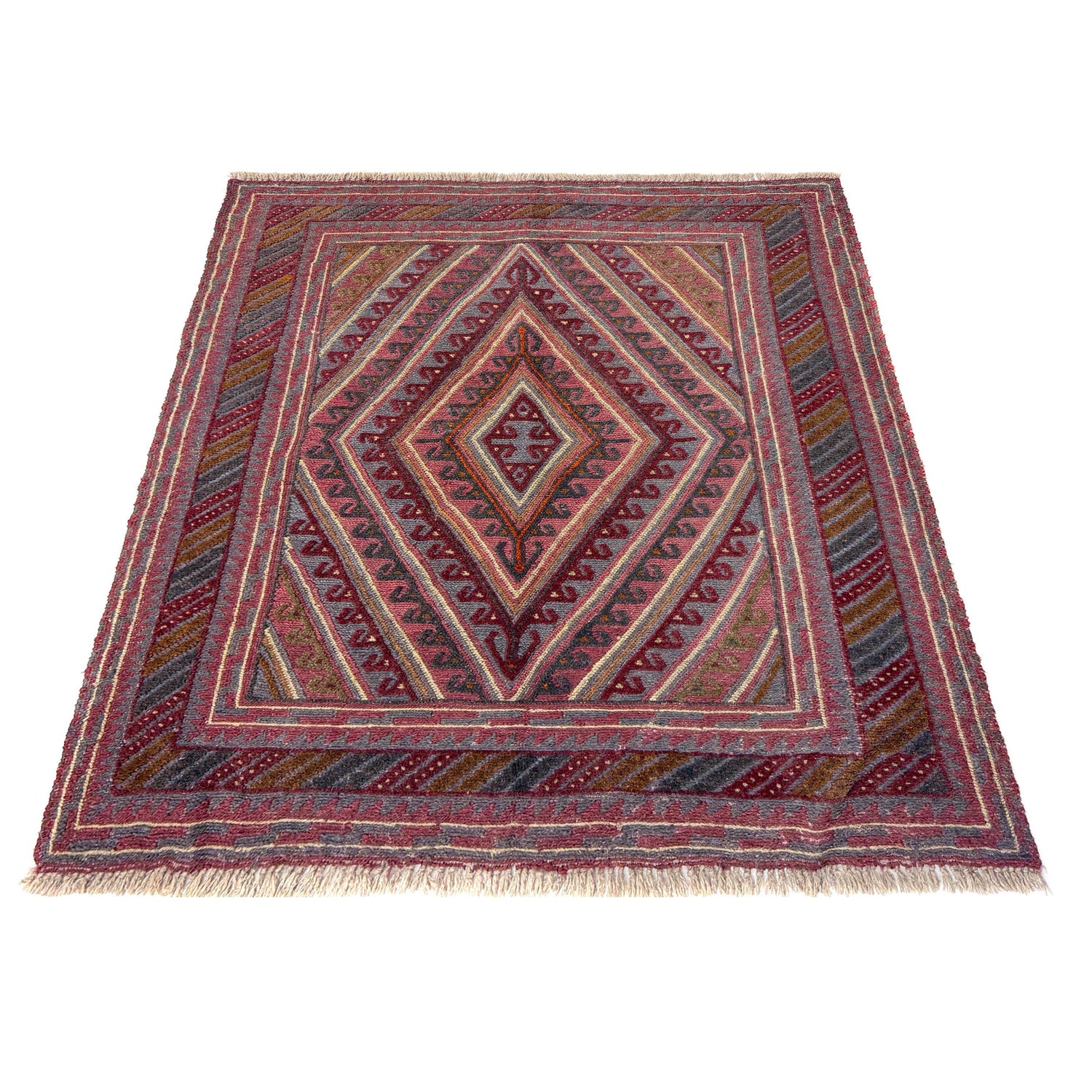 Mashwani Runner Rug Handmade Multi Geometric 4x4 ft