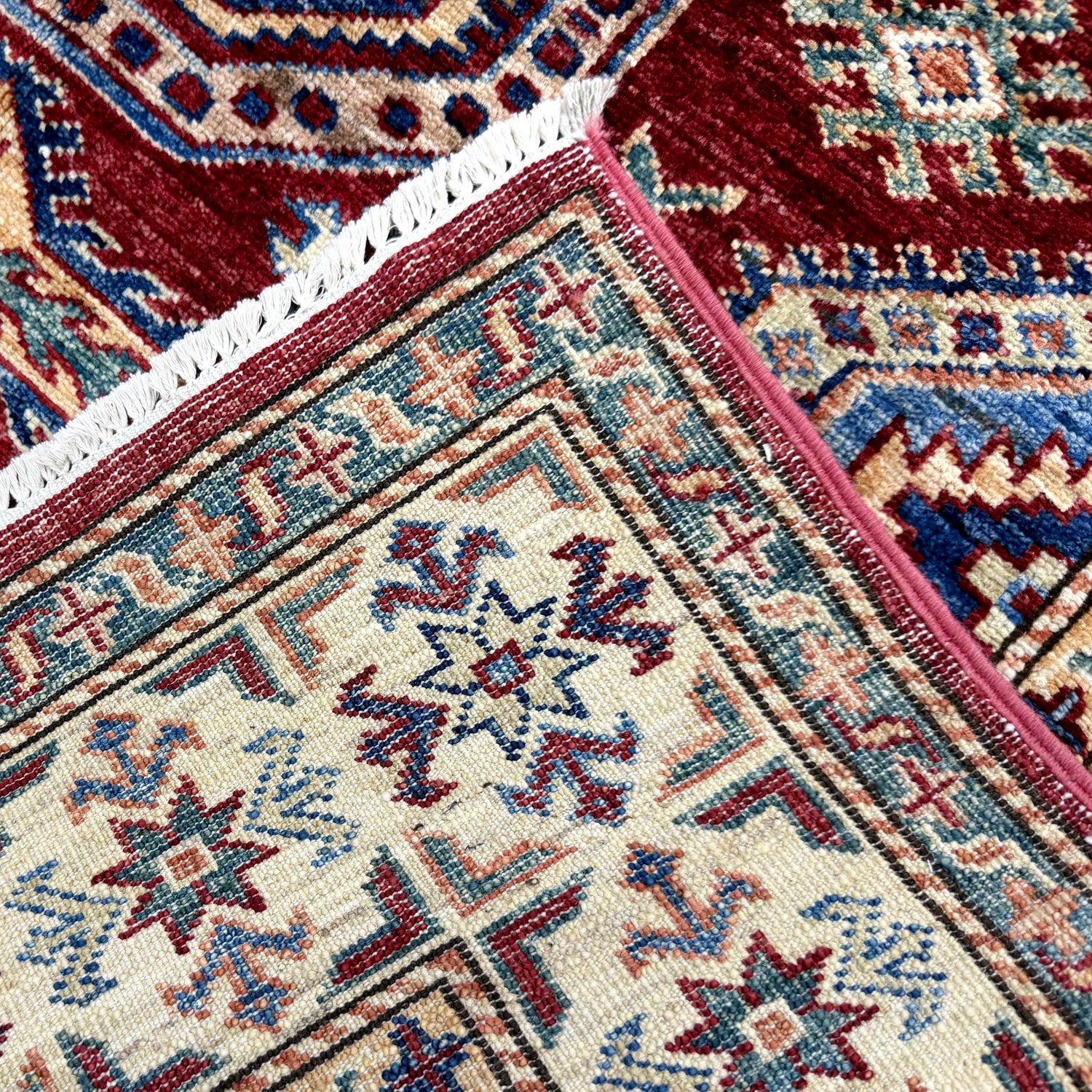 Kazak Rug Handmade Red Medallion 4x6 ft