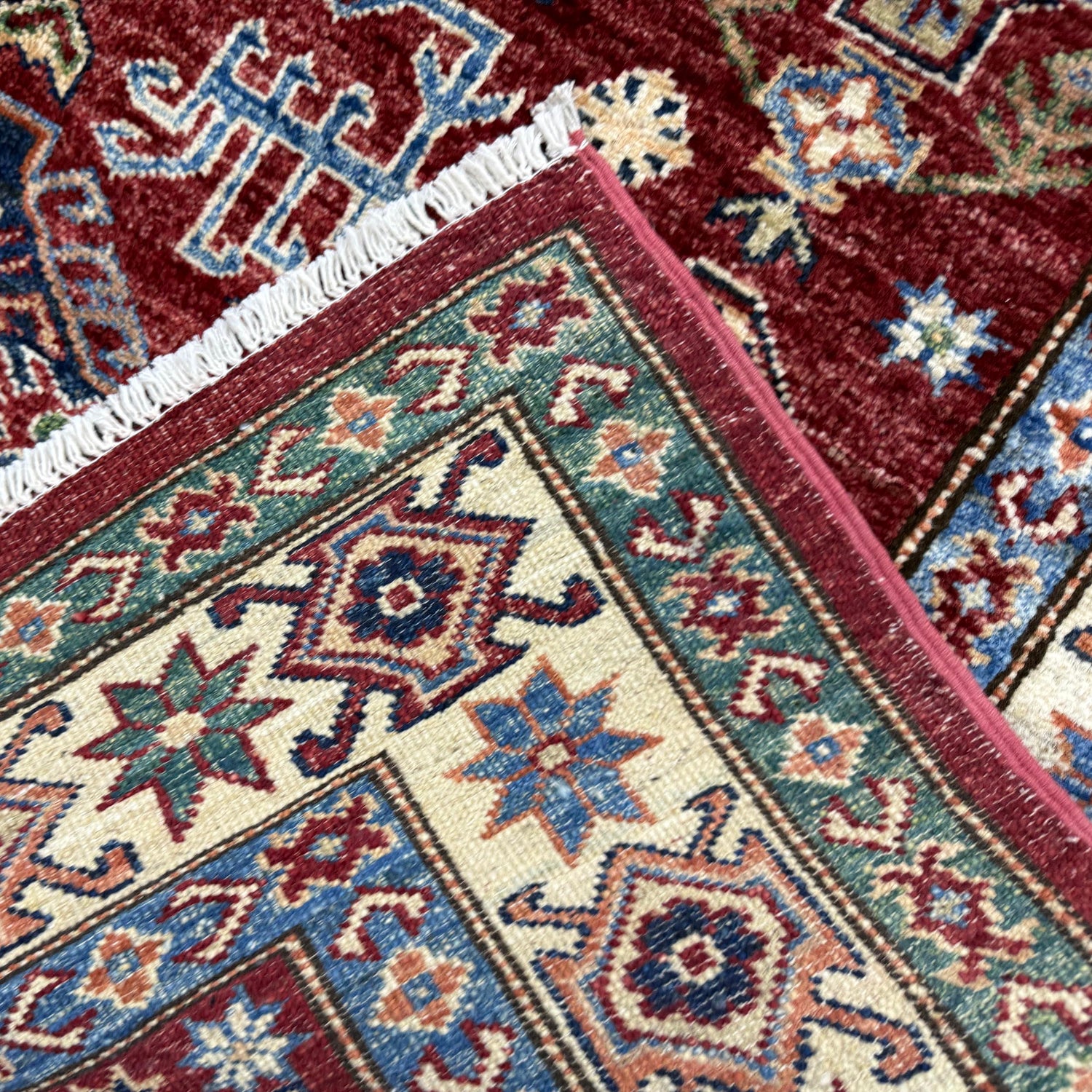 Kazak Rug Handmade Red Medallion 4x6 ft