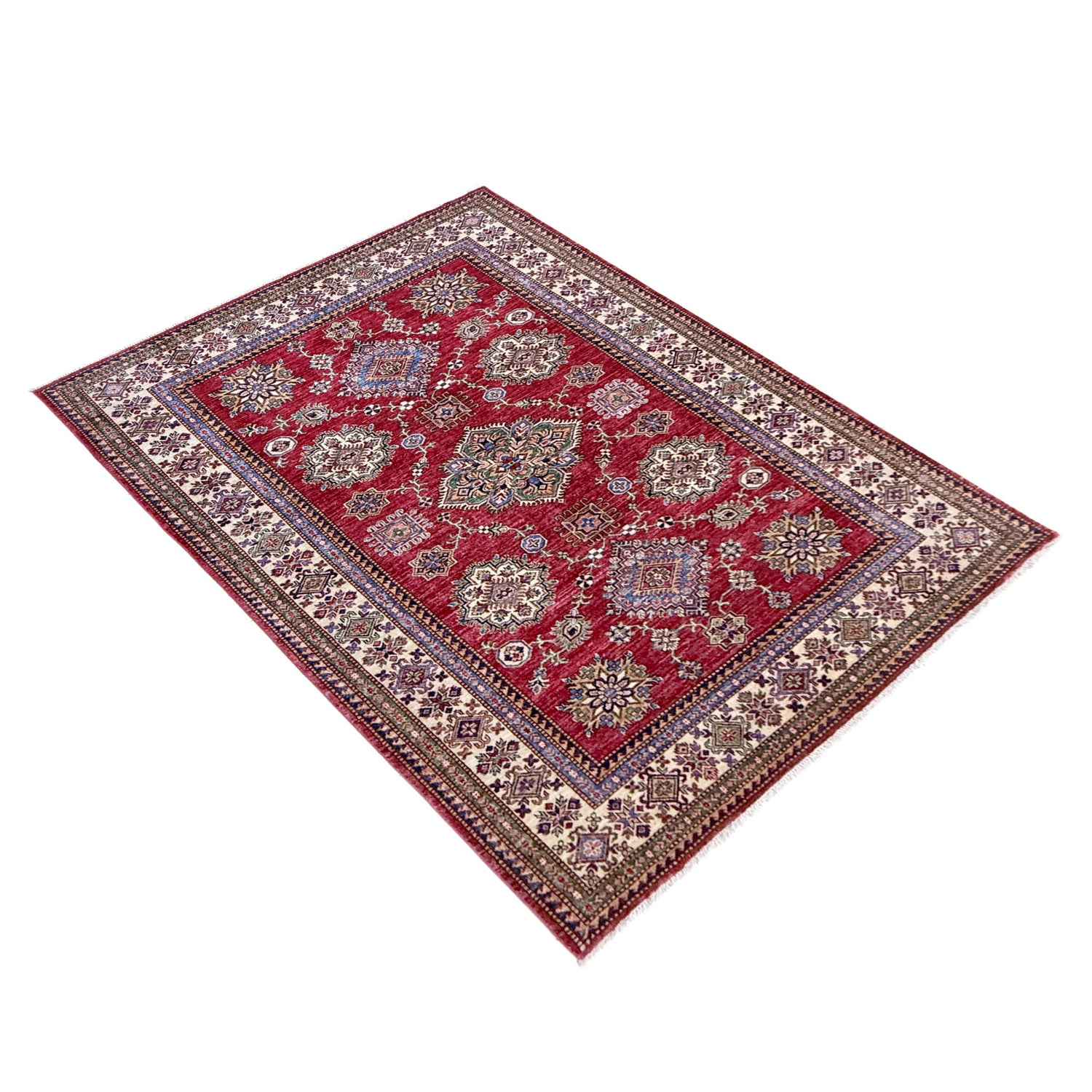 Kazak Rug Handmade Red Medallion 5x8 ft
