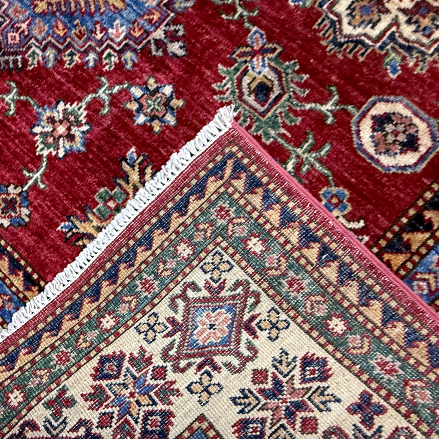 Kazak Rug Handmade Red Medallion 5x8 ft