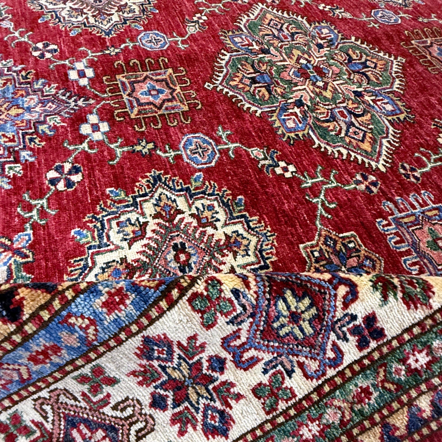 Kazak Rug Handmade Red Medallion 5x8 ft