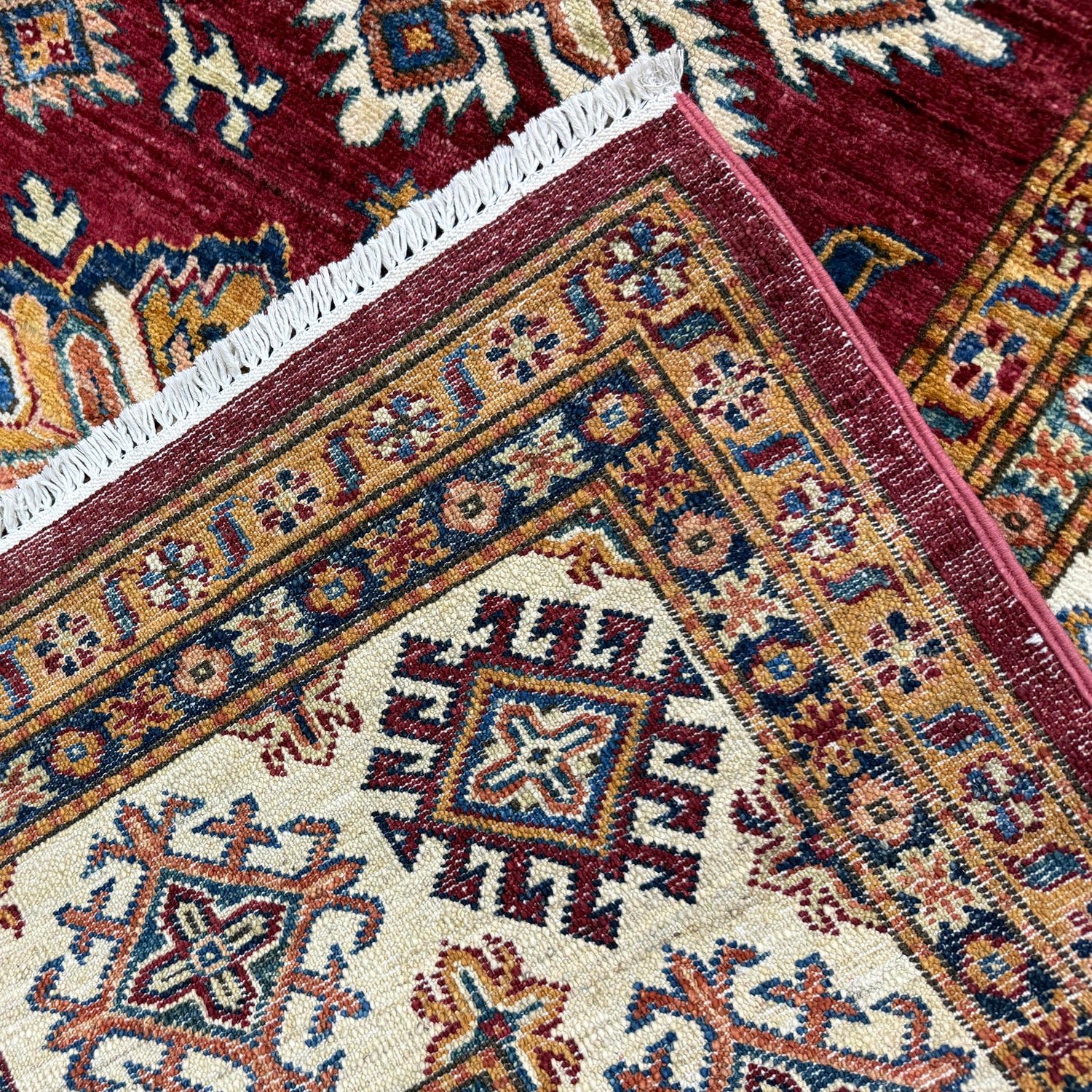 Kazak Rug Handmade Red Medallion 7x10 ft