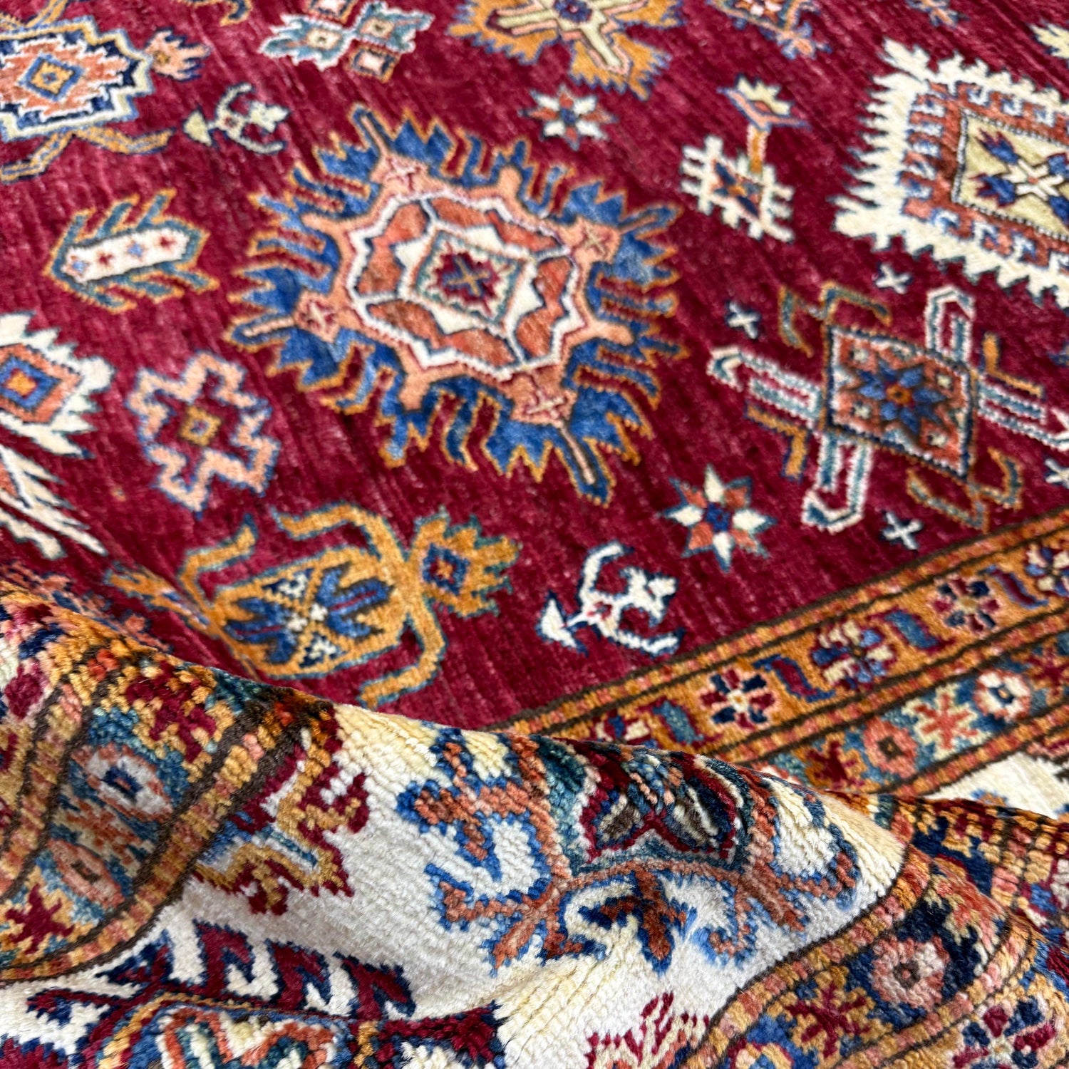 Kazak Rug Handmade Red Medallion 7x10 ft