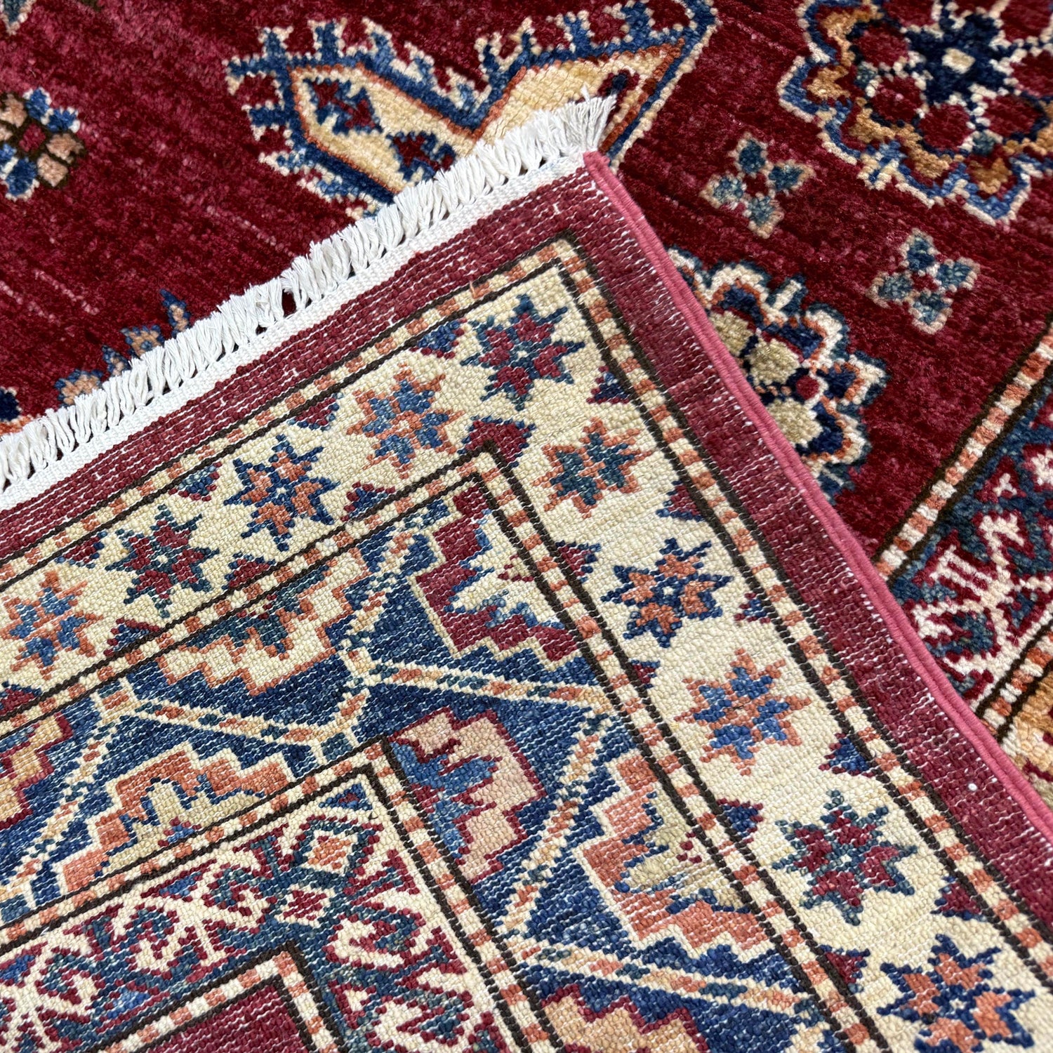 Kazak Rug Handmade Red Medallion 7x10 ft