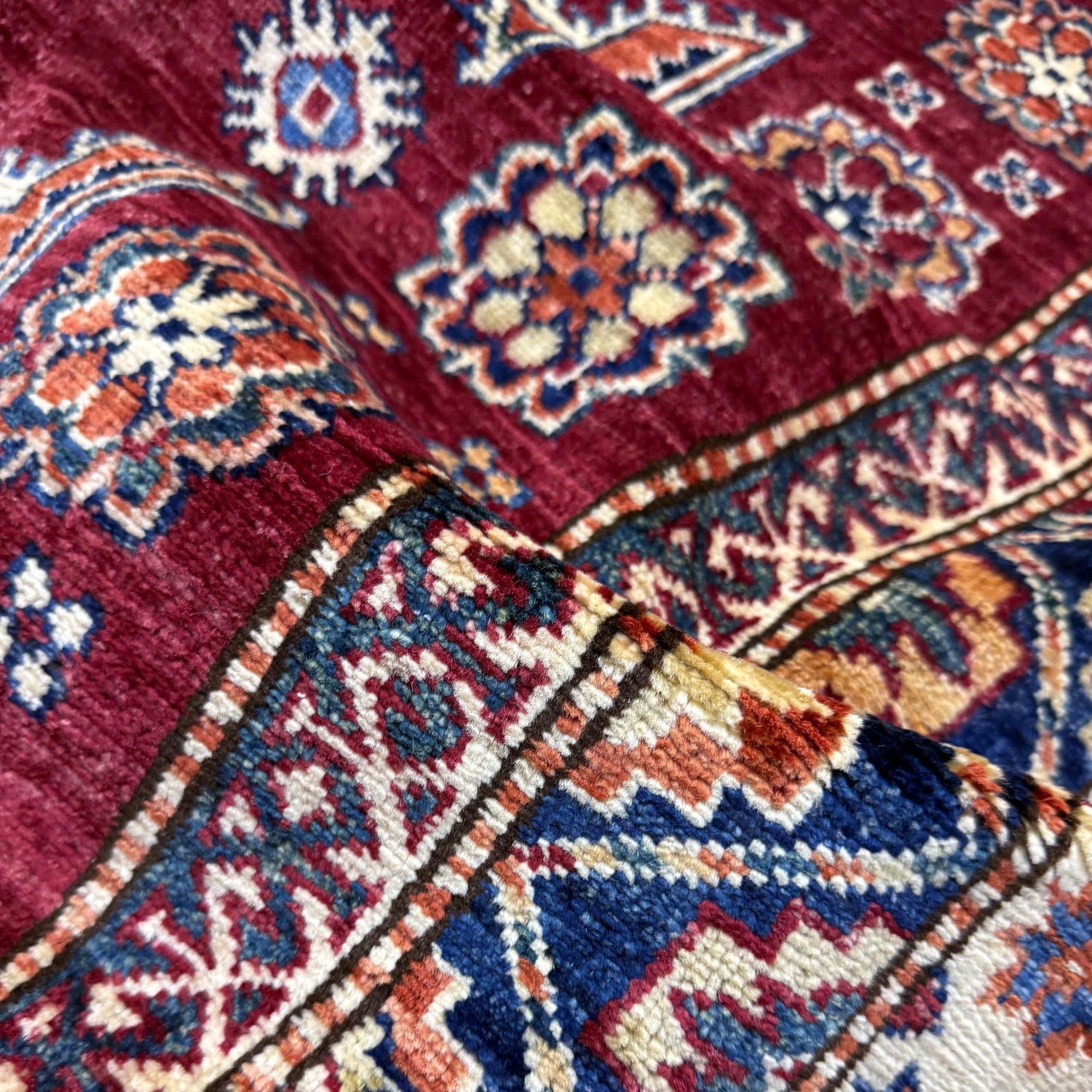 Kazak Rug Handmade Red Medallion 7x10 ft