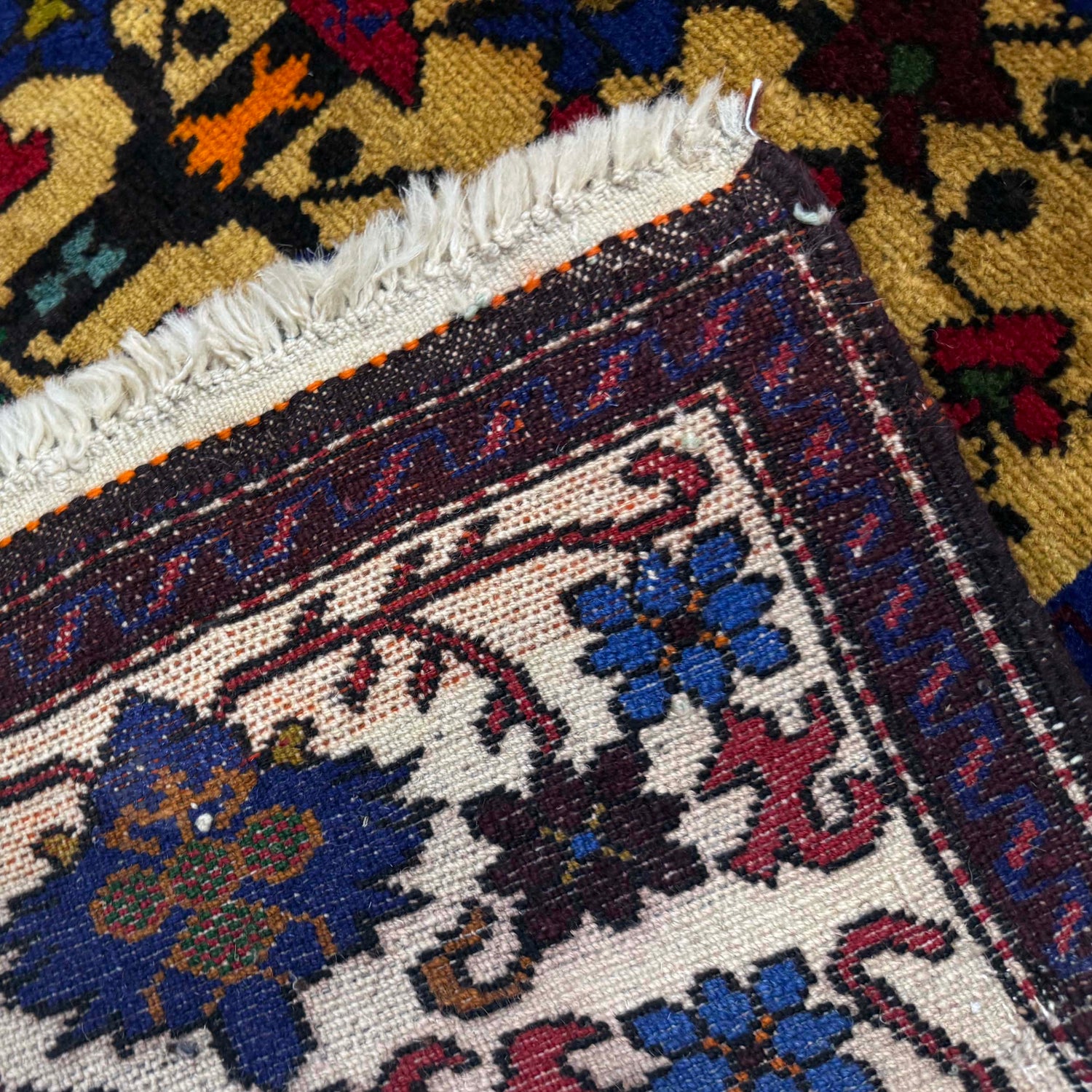 Baluchi Rug Handmade Yellow Geometric 2x4 ft