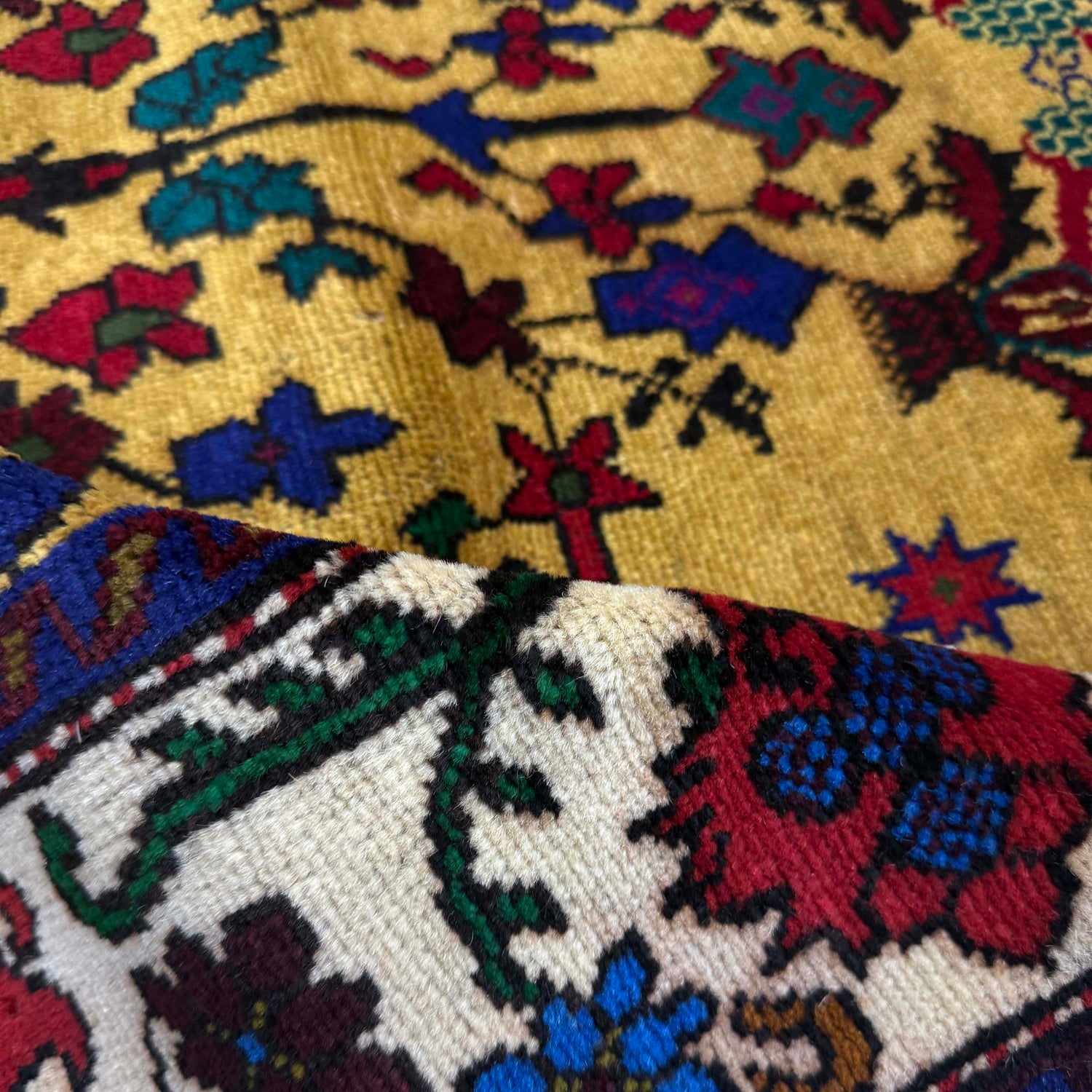 Baluchi Rug Handmade Yellow Geometric 2x4 ft
