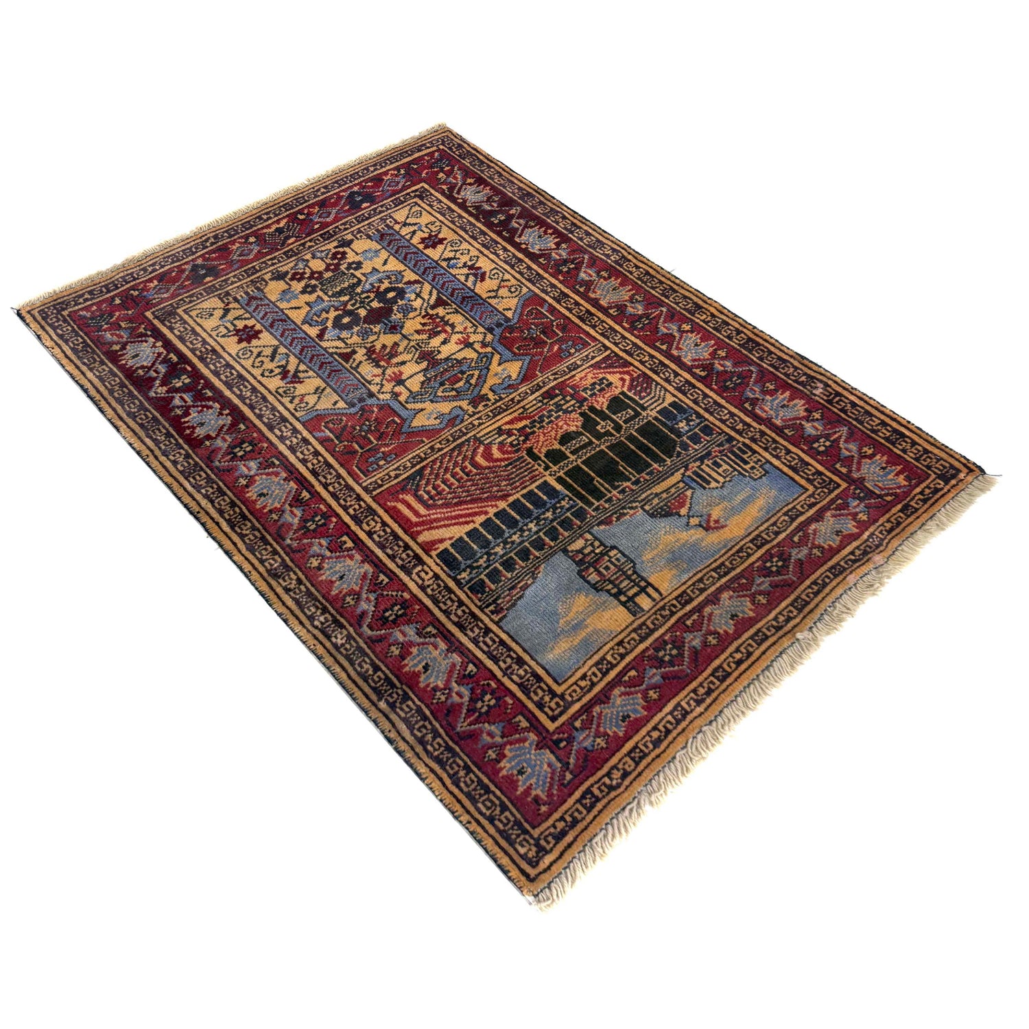 Baluchi Rug Handmade Multi Prayer Design 2x4 ft