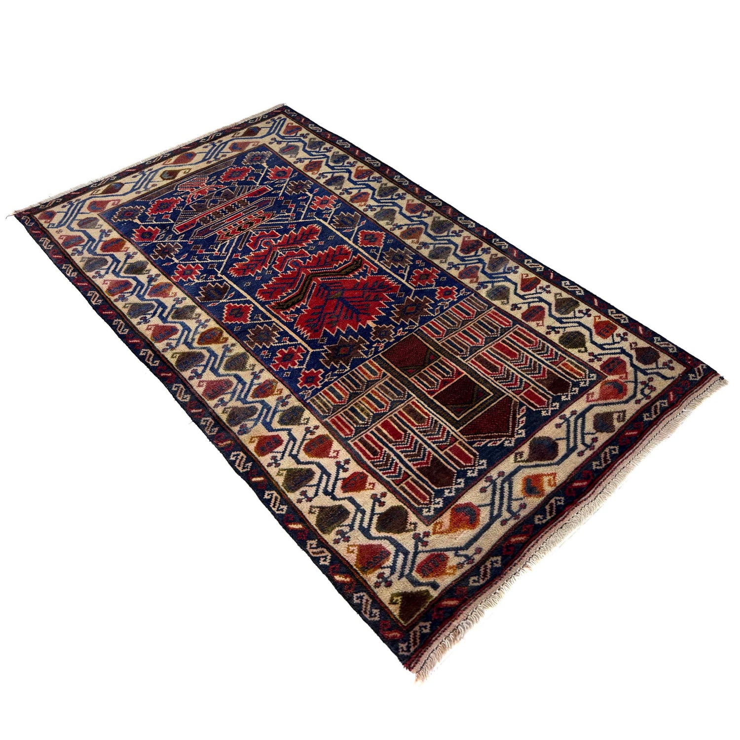 Baluchi Rug Handmade Multi Prayer Design 3x5 ft