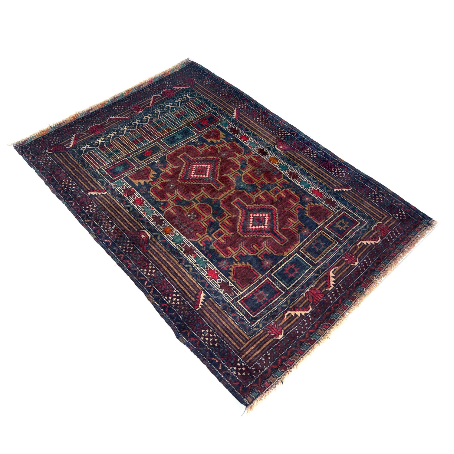 Baluchi Rug Handmade Multi Prayer Design 2x4 ft