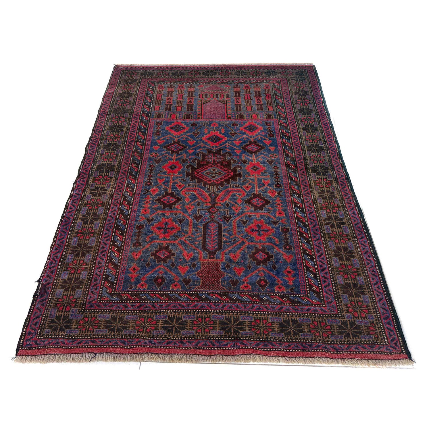 Baluchi Rug Handmade Multi Prayer Design 2x4 ft