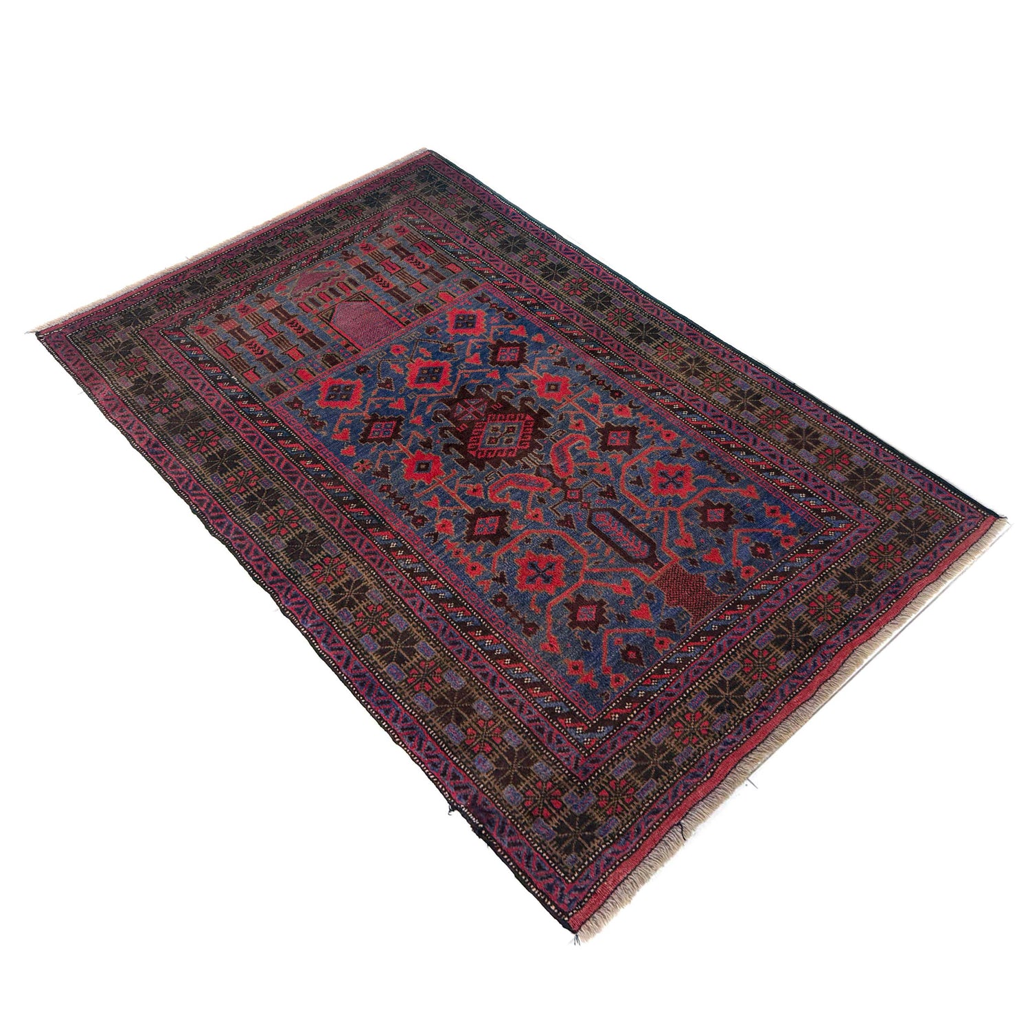 Baluchi Rug Handmade Multi Prayer Design 2x4 ft