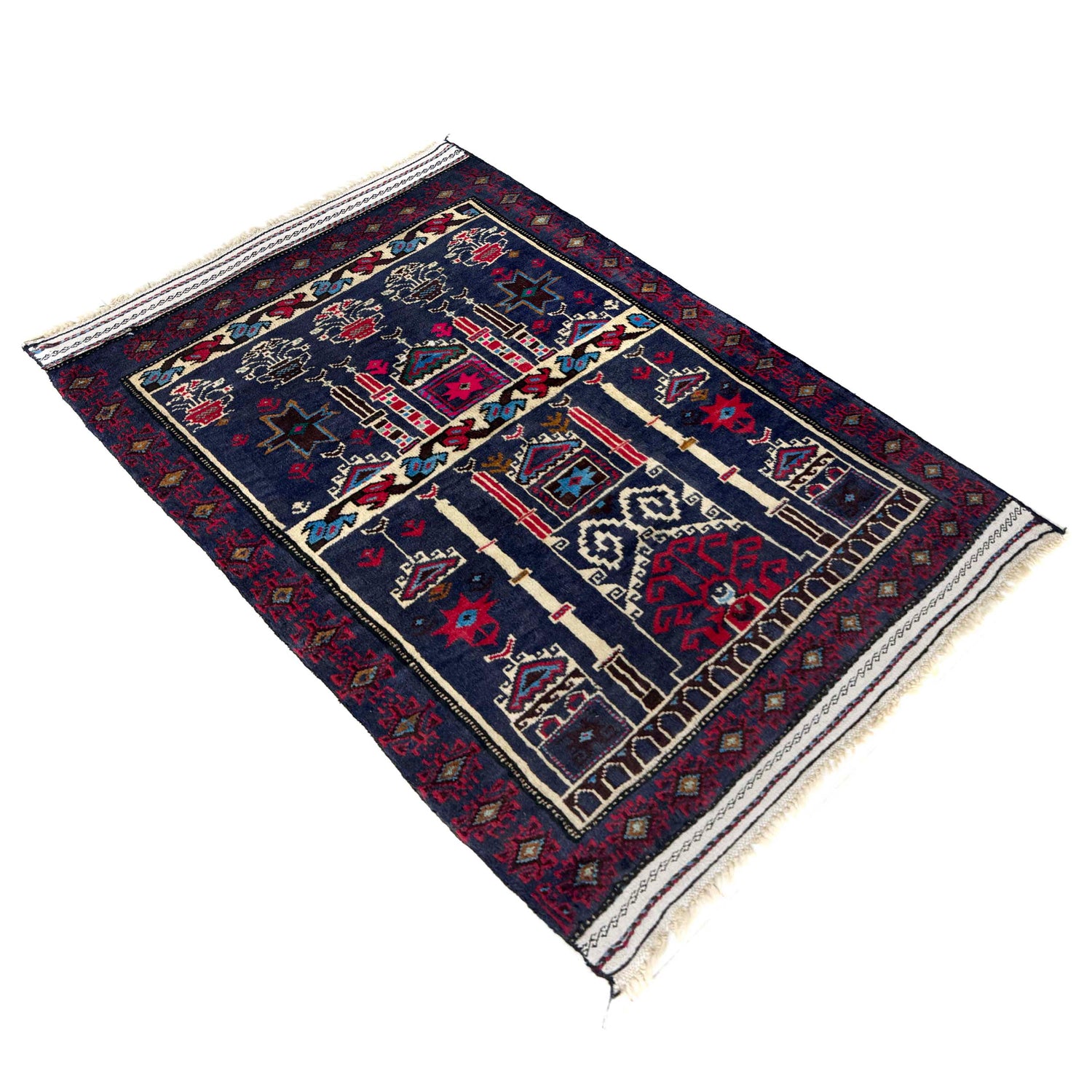 Baluchi Rug Handmade Multi Prayer Design 2x4 ft