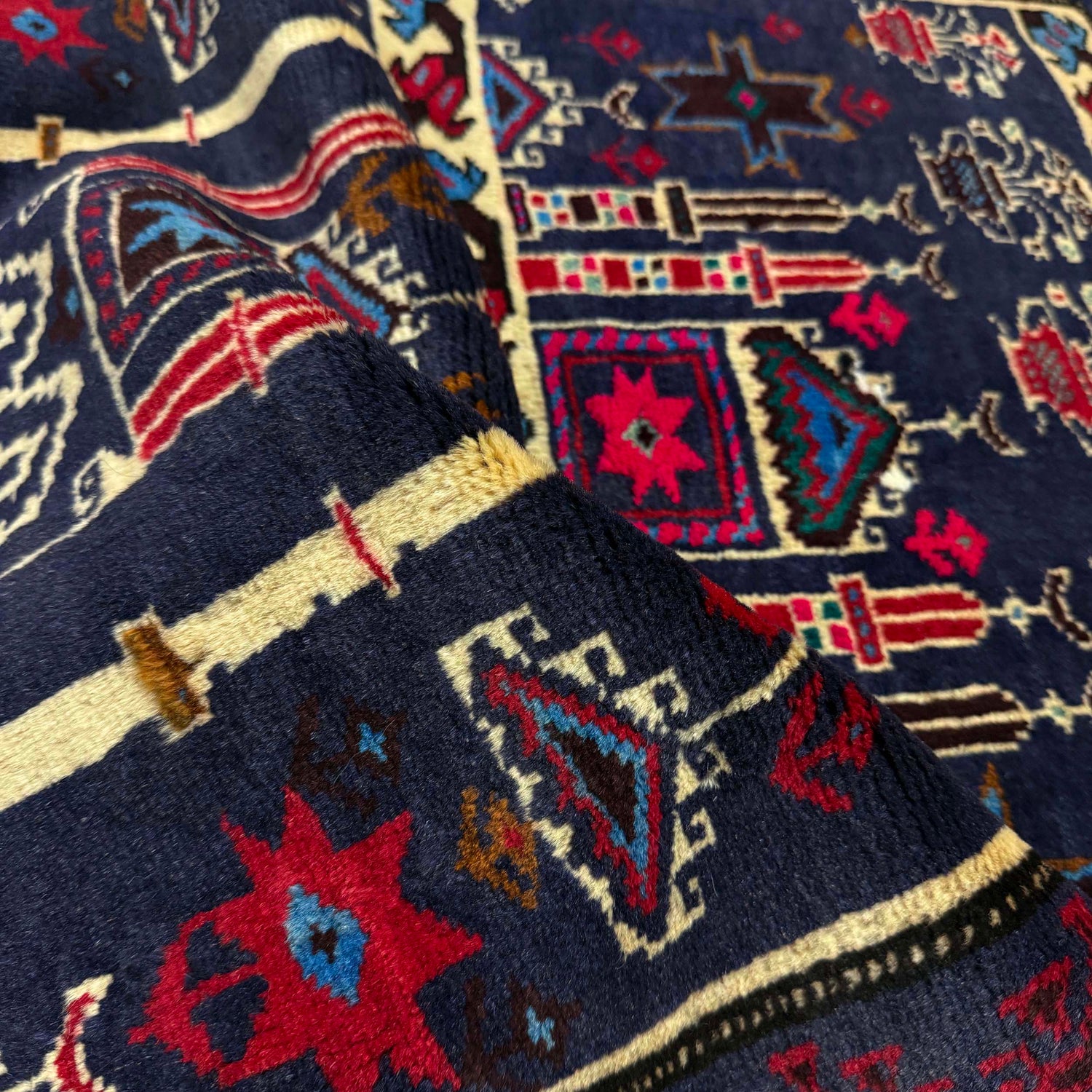 Baluchi Rug Handmade Multi Prayer Design 2x4 ft