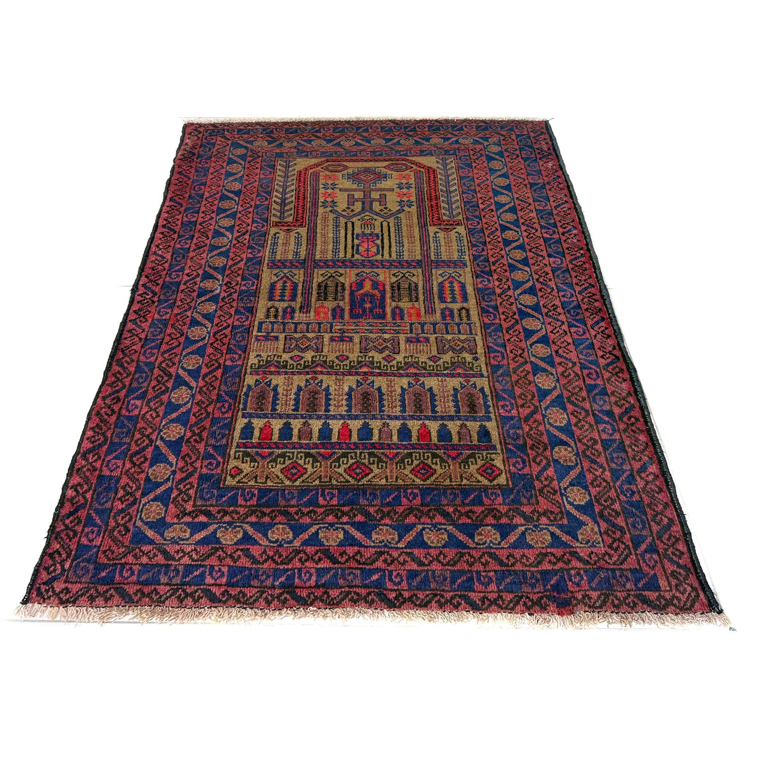 Baluchi Rug Handmade Multi Prayer Design 2x4 ft