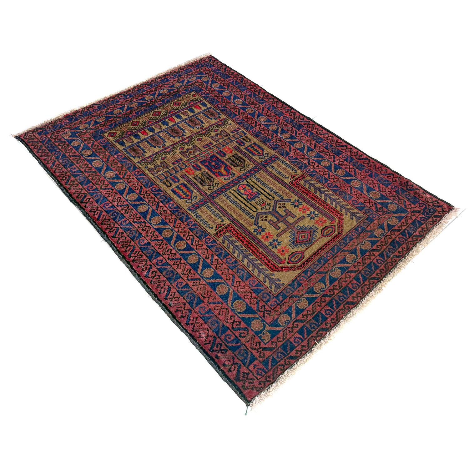 Baluchi Rug Handmade Multi Prayer Design 2x4 ft