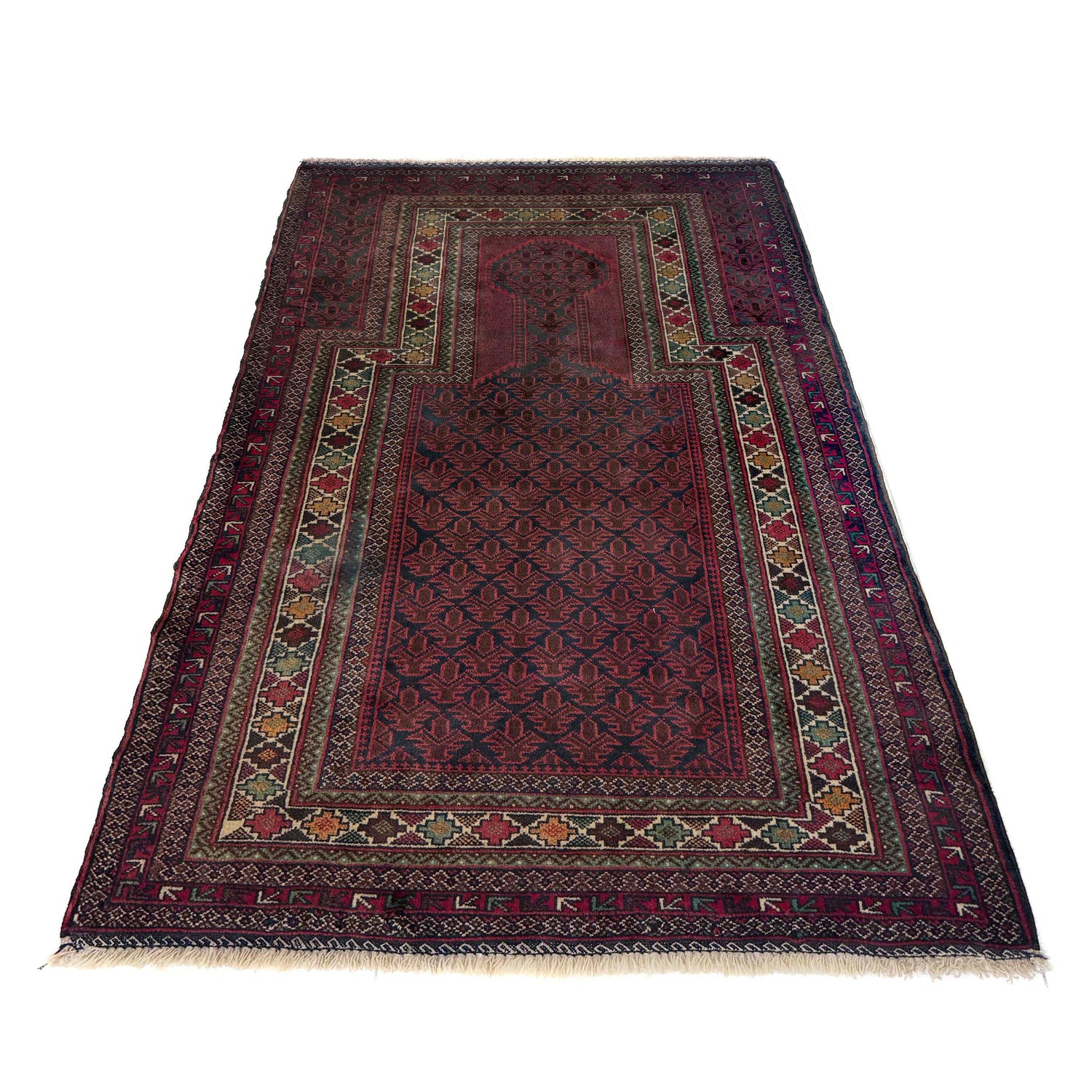 Baluchi Rug Handmade Multi Prayer Design 3x5 ft