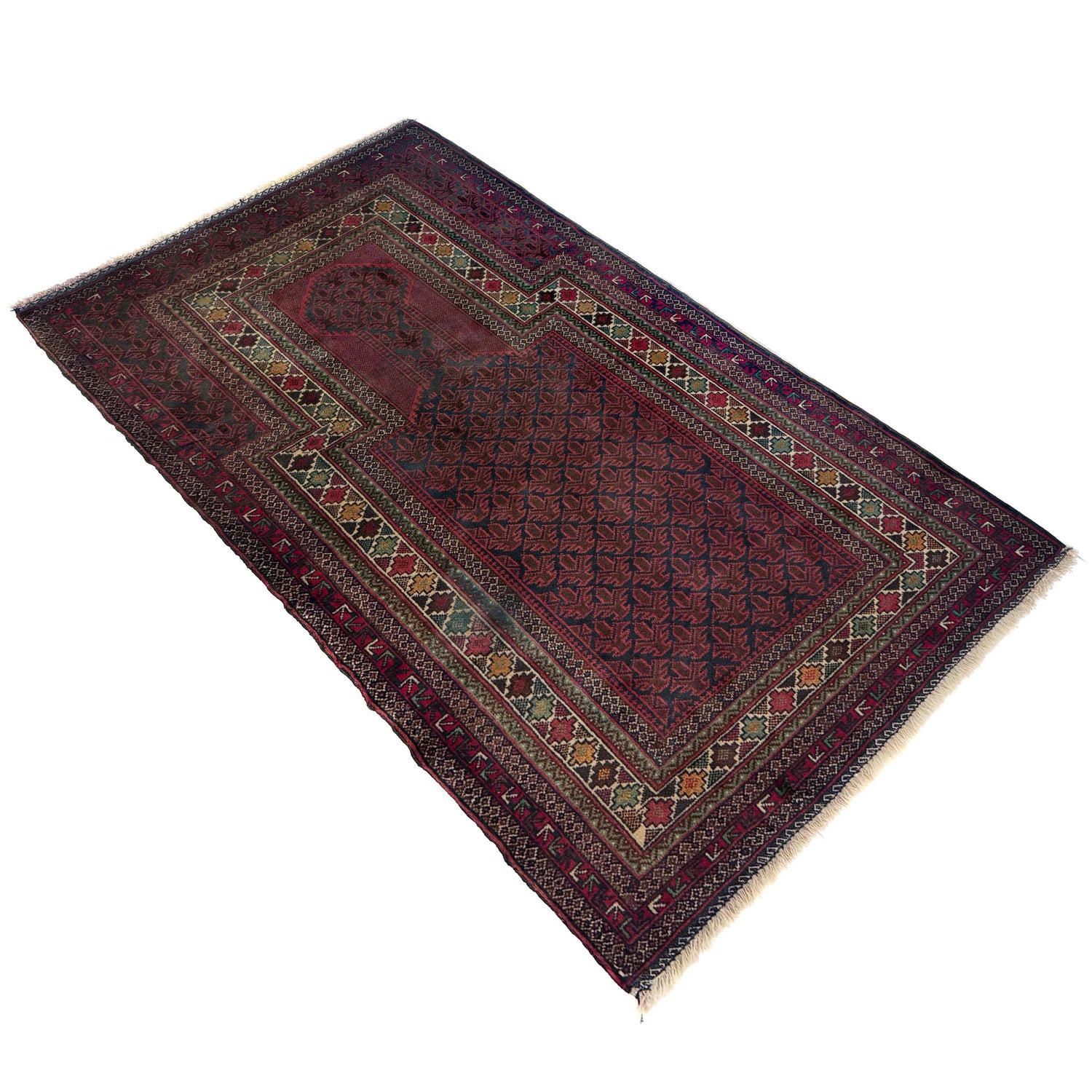 Baluchi Rug Handmade Multi Prayer Design 3x5 ft