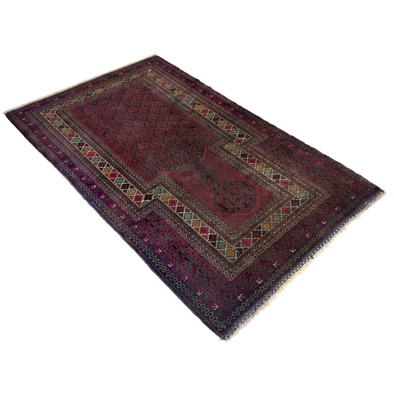 Baluchi Rug Handmade Multi Prayer Design 3x5 ft