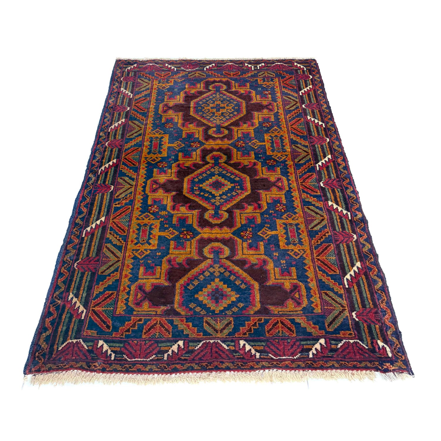 Baluchi Rug Handmade Multi Geometric 2x4 ft