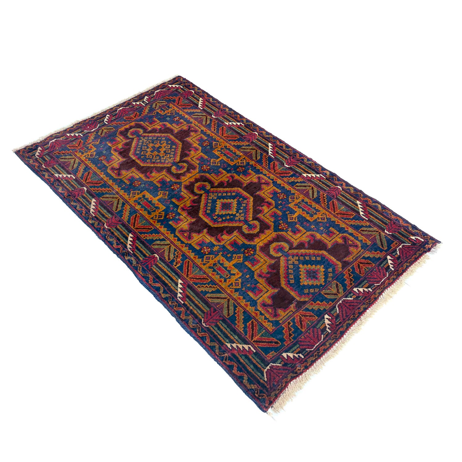 Baluchi Rug Handmade Multi Geometric 2x4 ft
