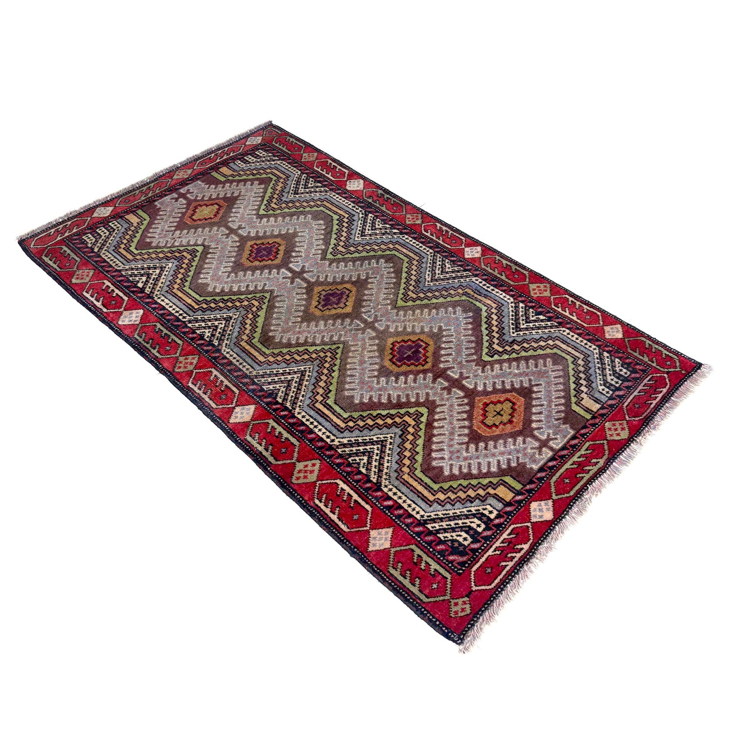 Baluchi Rug Handmade Multi Geometric 2x4 ft