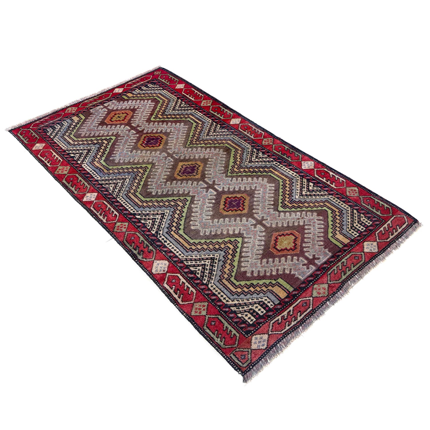 Baluchi Rug Handmade Multi Geometric 2x4 ft