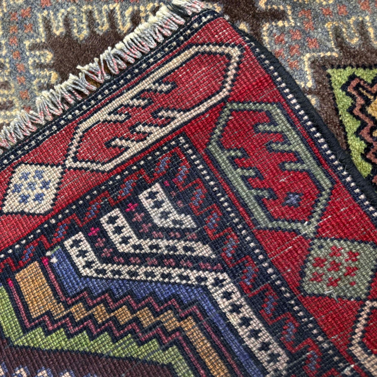 Baluchi Rug Handmade Multi Geometric 2x4 ft