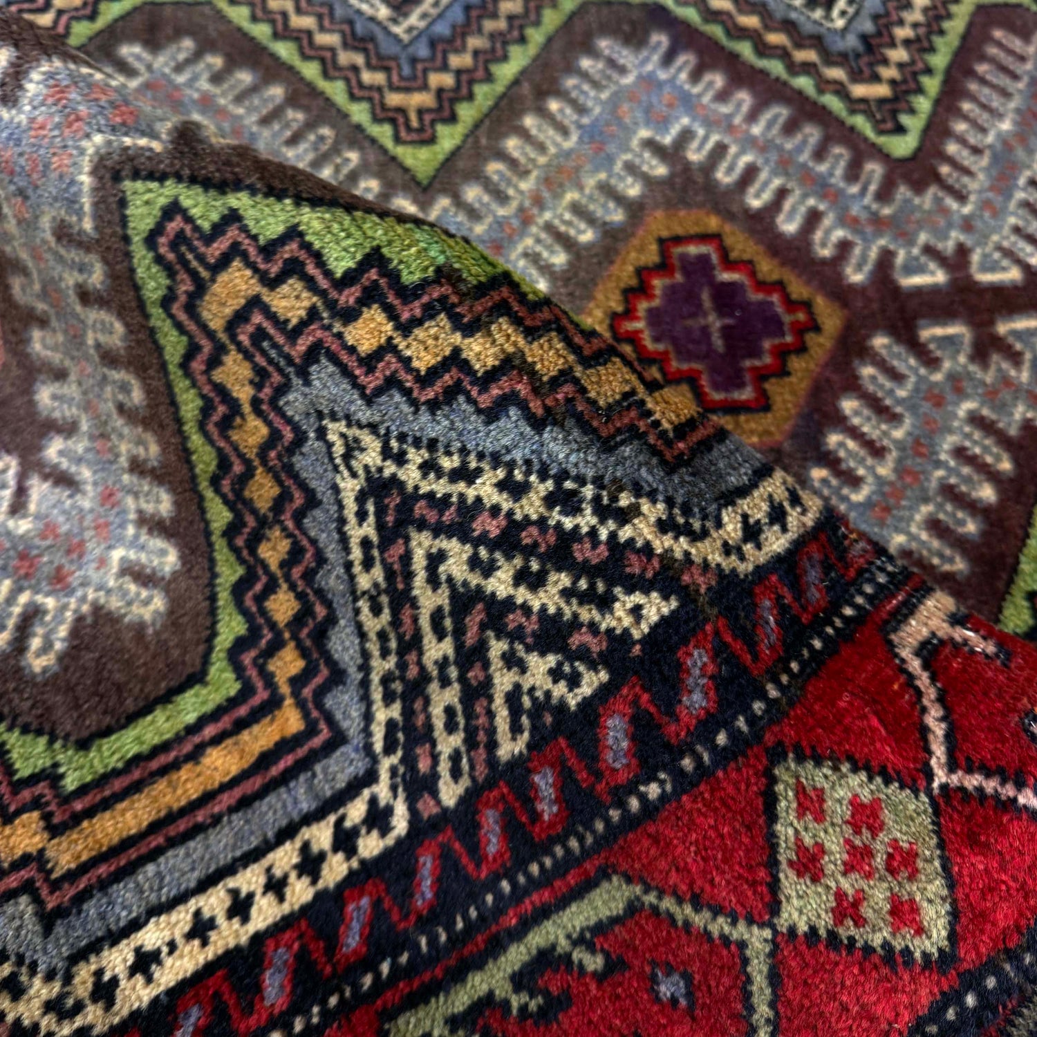 Baluchi Rug Handmade Multi Geometric 2x4 ft