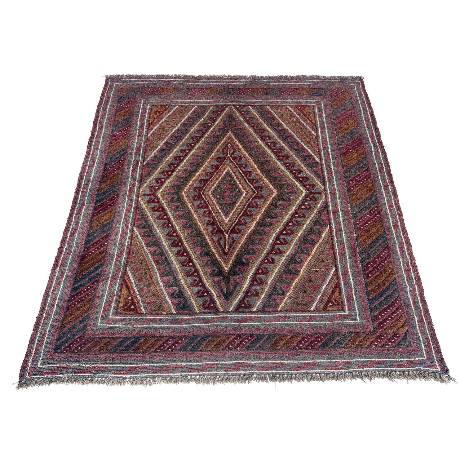 Mashwani Runner Rug Handmade Multi Geometric 4x4 ft