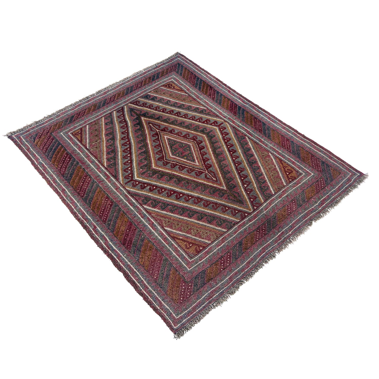 Mashwani Runner Rug Handmade Multi Geometric 4x4 ft