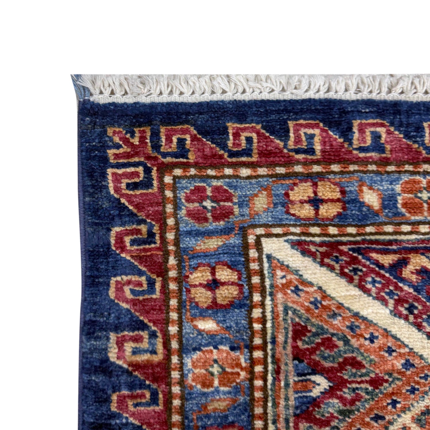 Kazak Rug Handmade Blue Medallion 5x8 ft