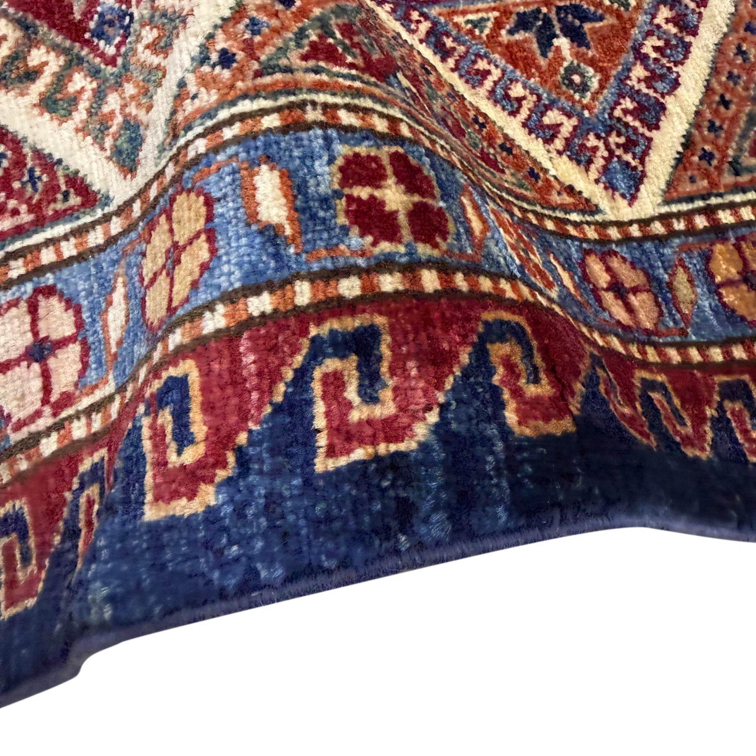 Kazak Rug Handmade Blue Medallion 5x8 ft