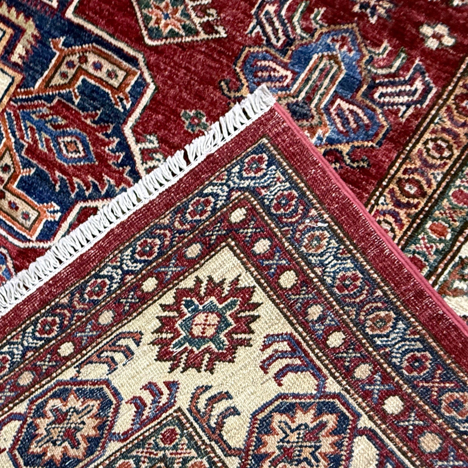 Kazak Rug Handmade Red Medallion 5x8 ft