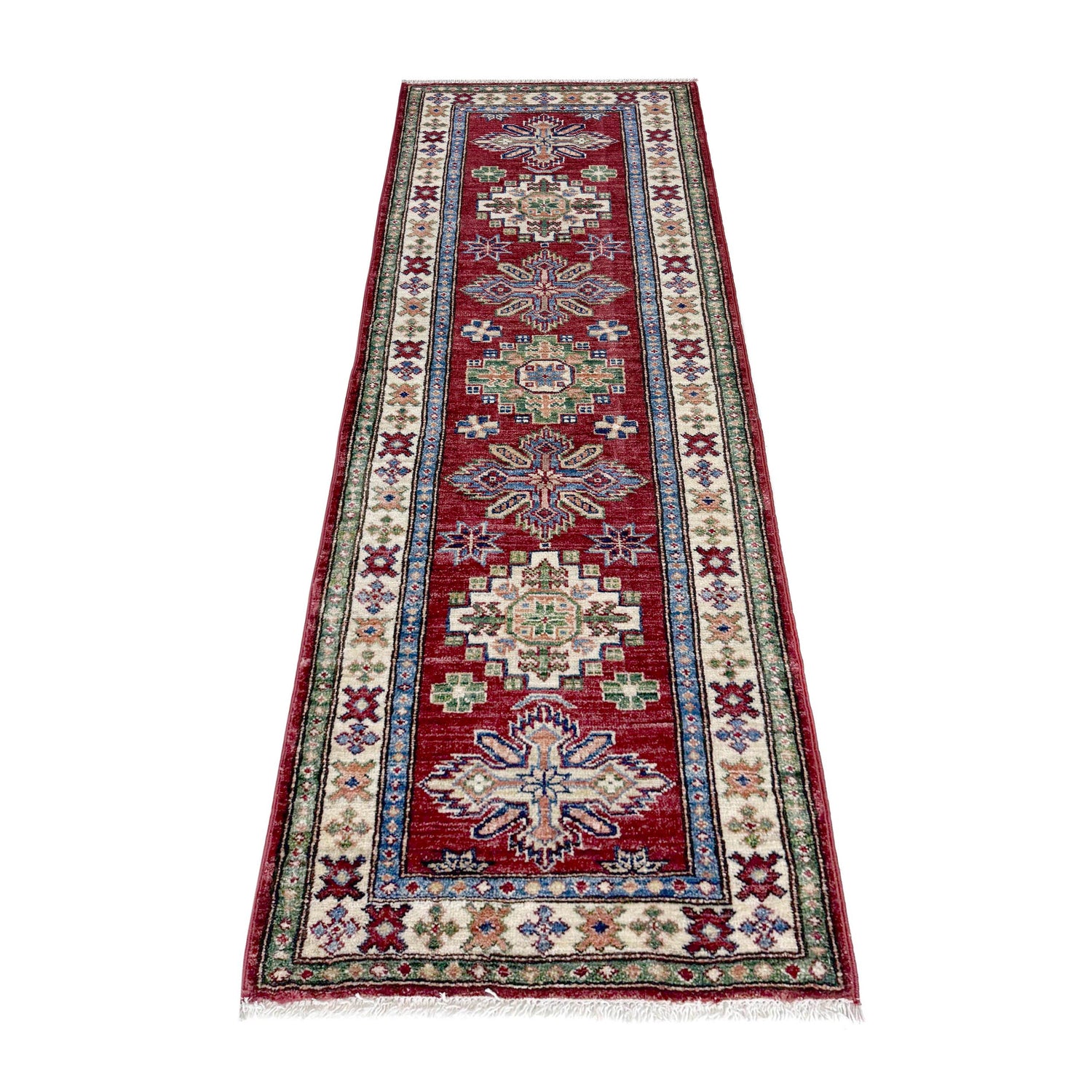 Kazak Rug Handmade Red Medallion 6' Runner