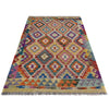 Hand-Knotted Multi Geometric Vegetable Kilim Area Rug – 4' 2" x 5' 10" ft (128 x 177 cm) | SKU: Y39663