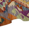 Hand-Knotted Multi Geometric Vegetable Kilim Area Rug – 4' 2" x 5' 10" ft (128 x 177 cm) | SKU: Y39663