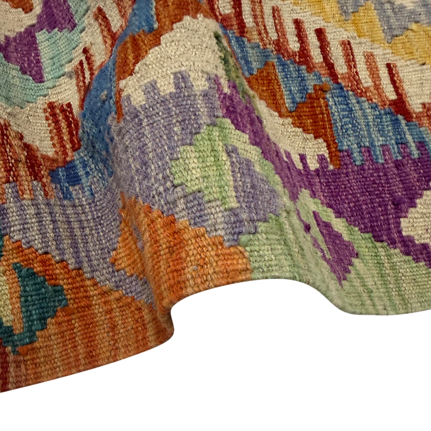 Hand-Knotted Multi Geometric Vegetable Kilim Area Rug – 4' 2" x 5' 10" ft (128 x 177 cm) | SKU: Y39663