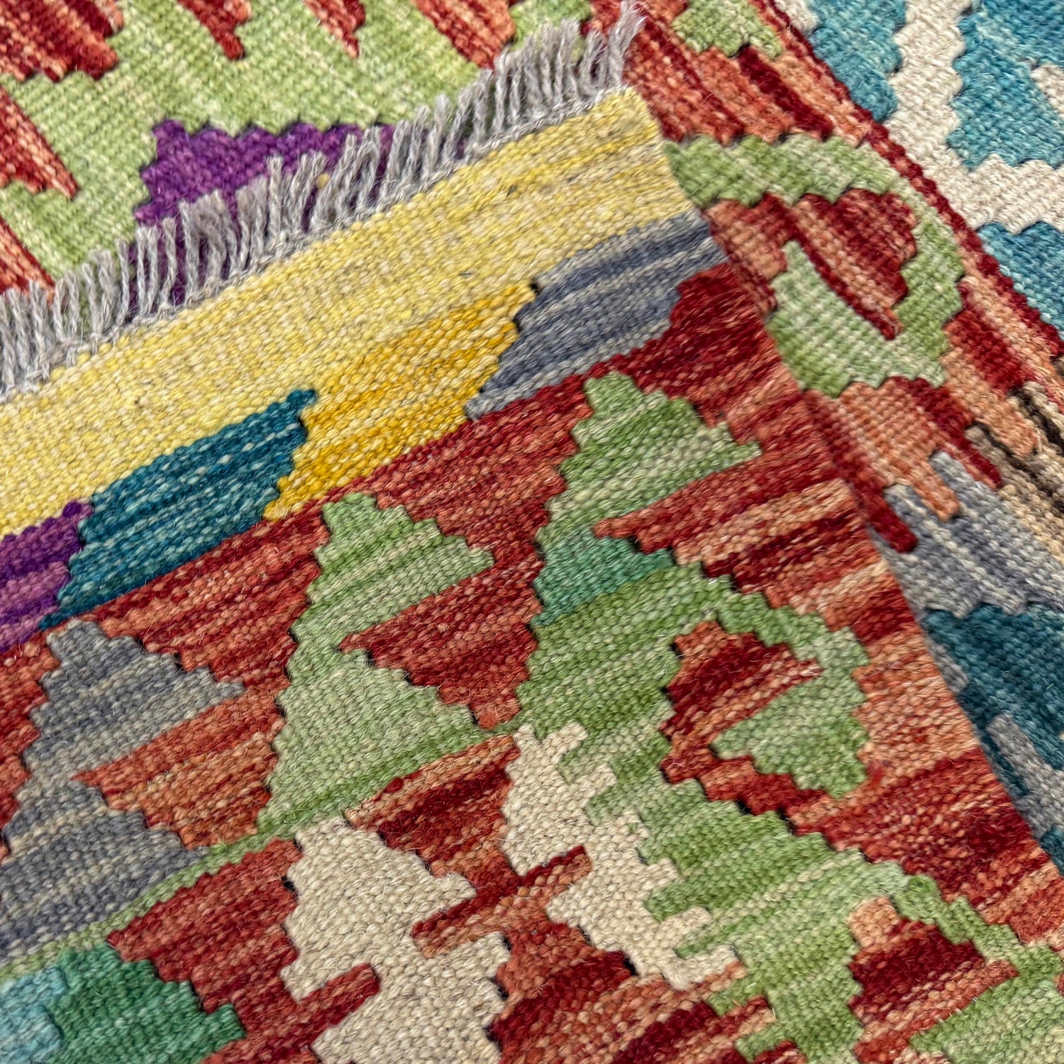 Hand Made Afghan Kilim – 4' 2" x 6' 2" ft (127 x 187 cm) | SKU: Y39664