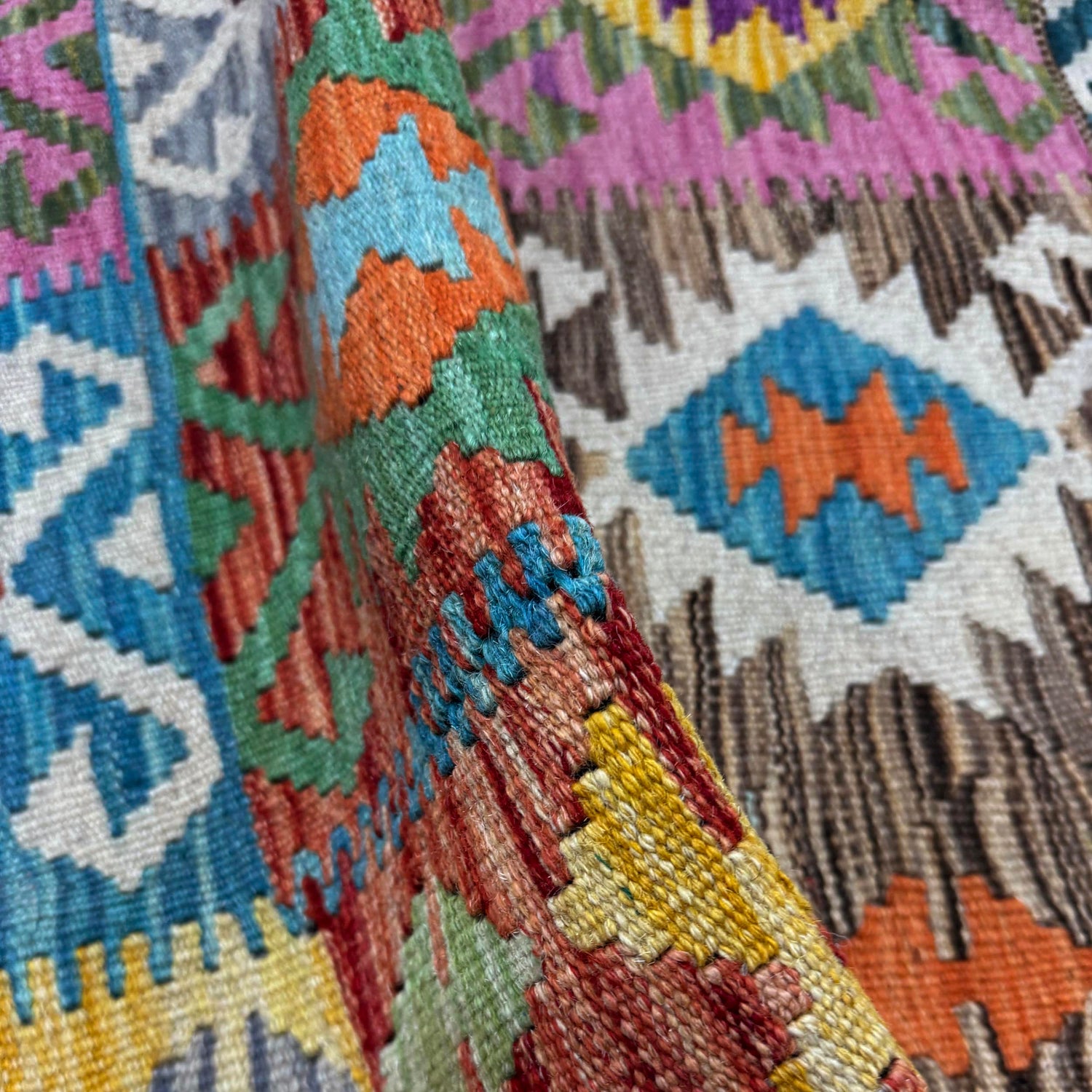 Hand Made Afghan Kilim – 4' 2" x 6' 2" ft (127 x 187 cm) | SKU: Y39664