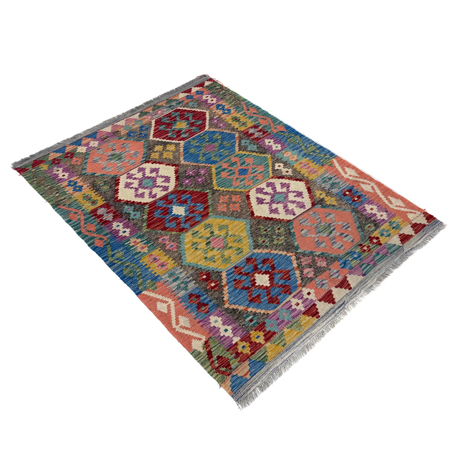 Handmade Turkish Design Wool Kilim – 4' 0" x 5' 3" ft (122 x 160 cm) | SKU: Y39667