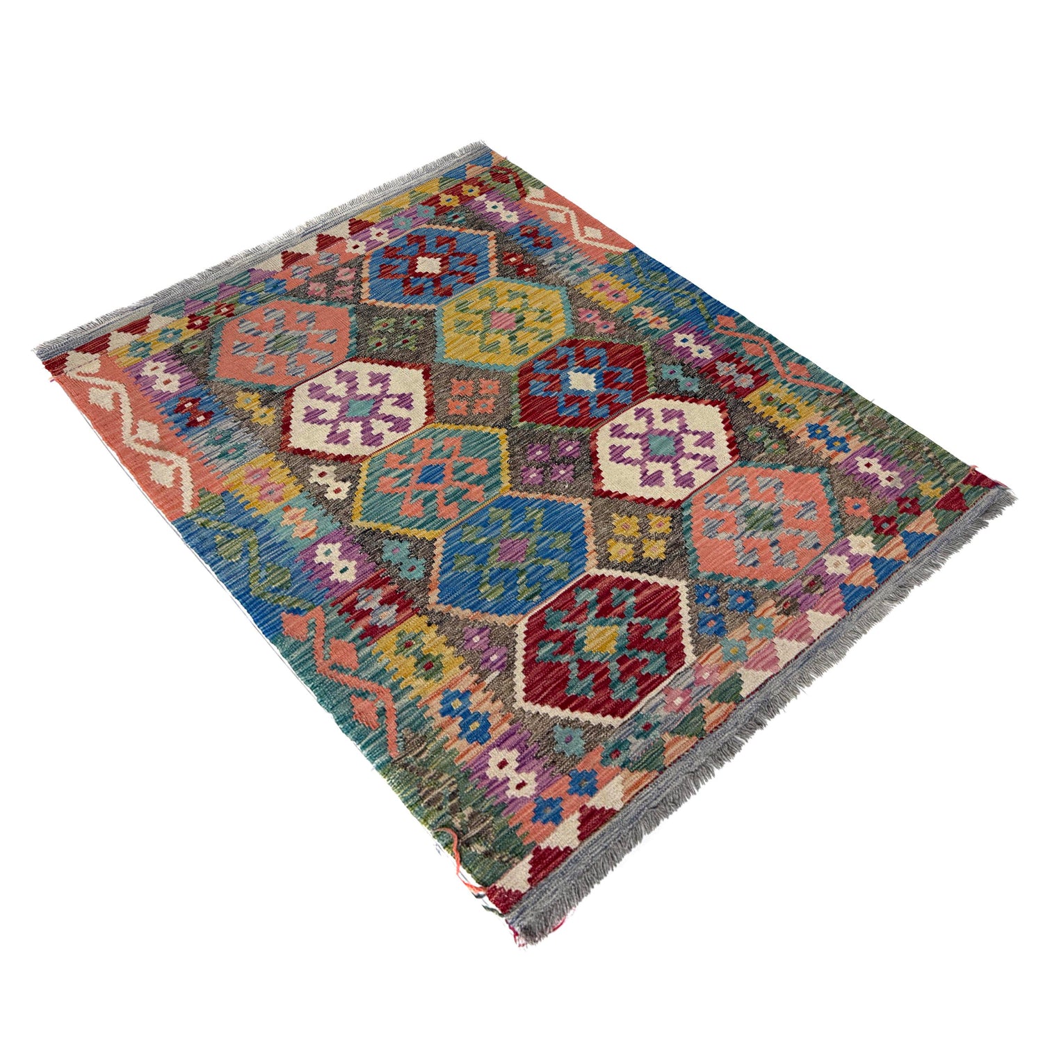 Handmade Turkish Design Wool Kilim – 4' 0" x 5' 3" ft (122 x 160 cm) | SKU: Y39667