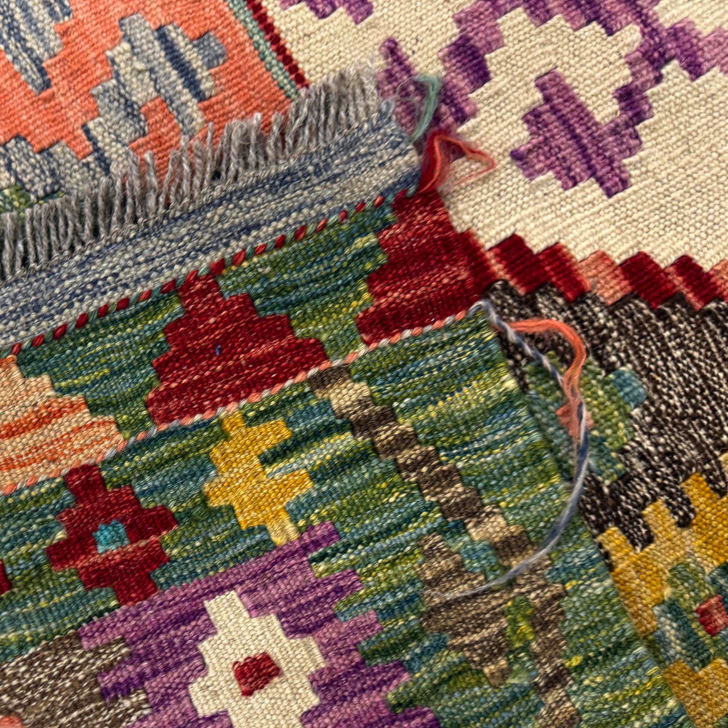 Handmade Turkish Design Wool Kilim – 4' 0" x 5' 3" ft (122 x 160 cm) | SKU: Y39667