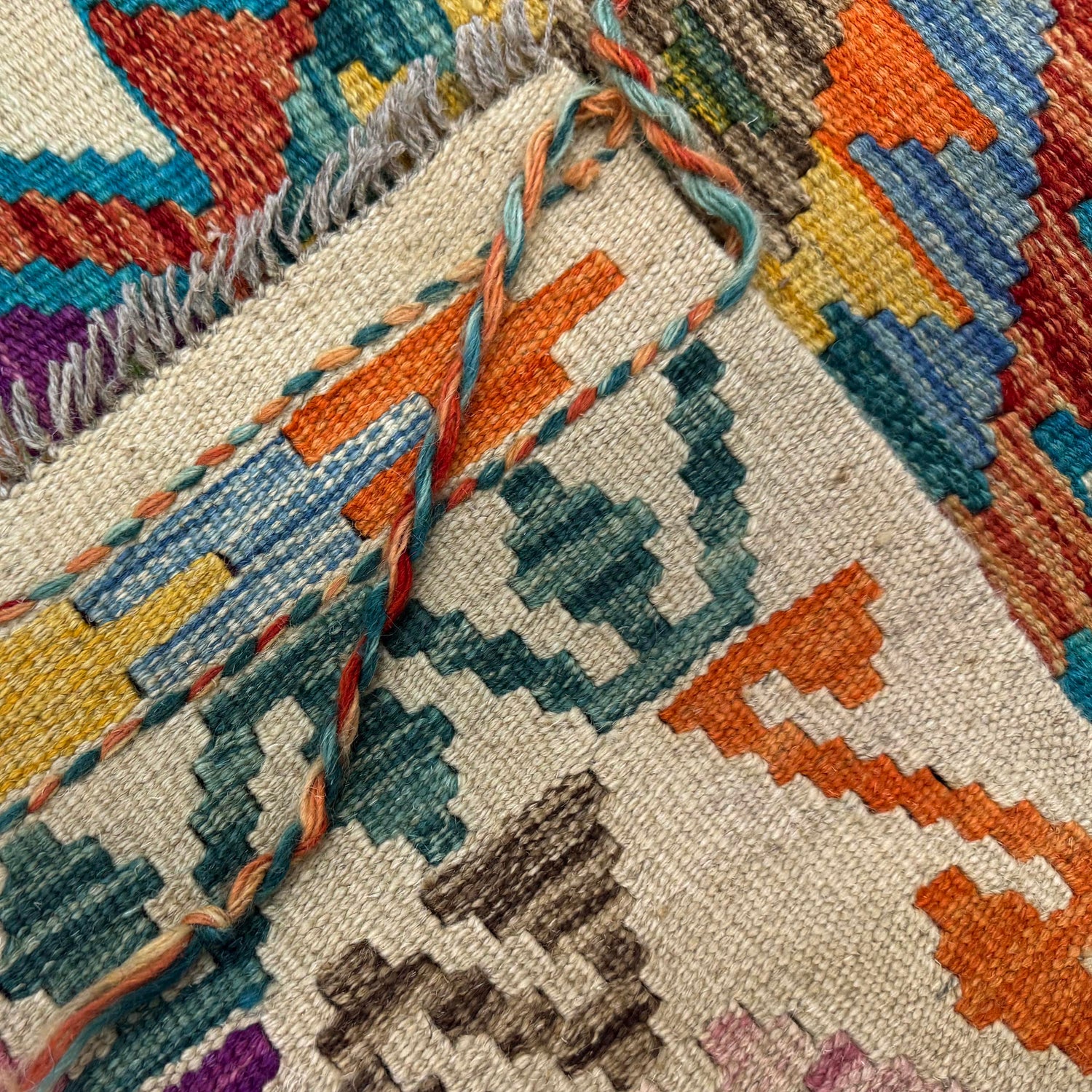 Handmade Turkish Design Wool Kilim – 4' 2" x 5' 10" ft (126 x 179 cm) | SKU: Y39669