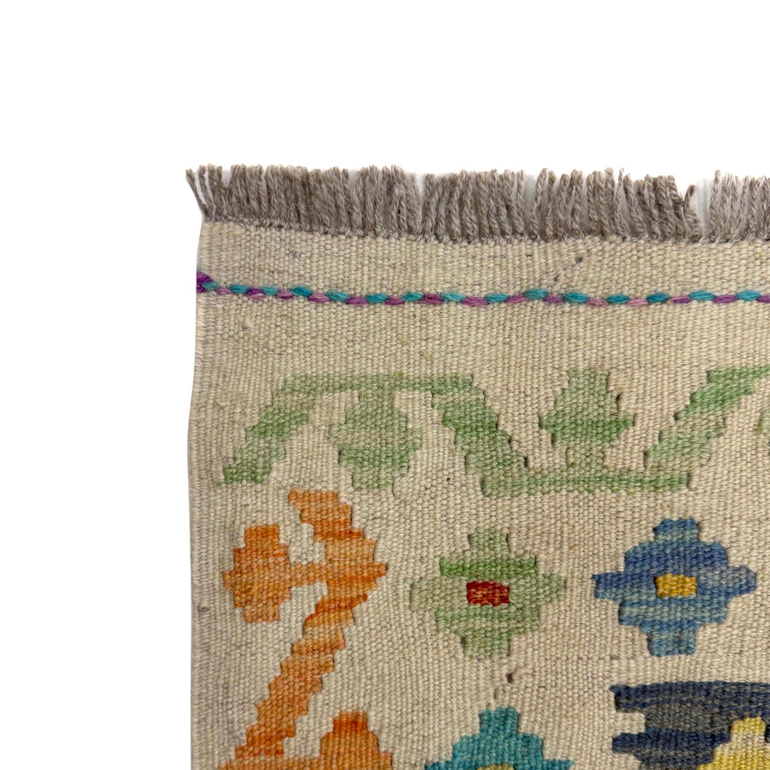 Hand-Knotted Multi Geometric Vegetable Kilim Area Rug – 3' 3" x 4' 11" ft (100 x 149 cm) | SKU: Y39671