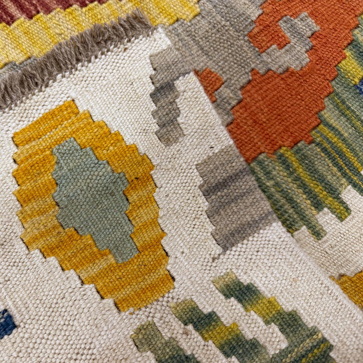 Hand Made Afghan Kilim – 3' 6" x 4' 9" ft (107 x 146 cm) | SKU: Y39672
