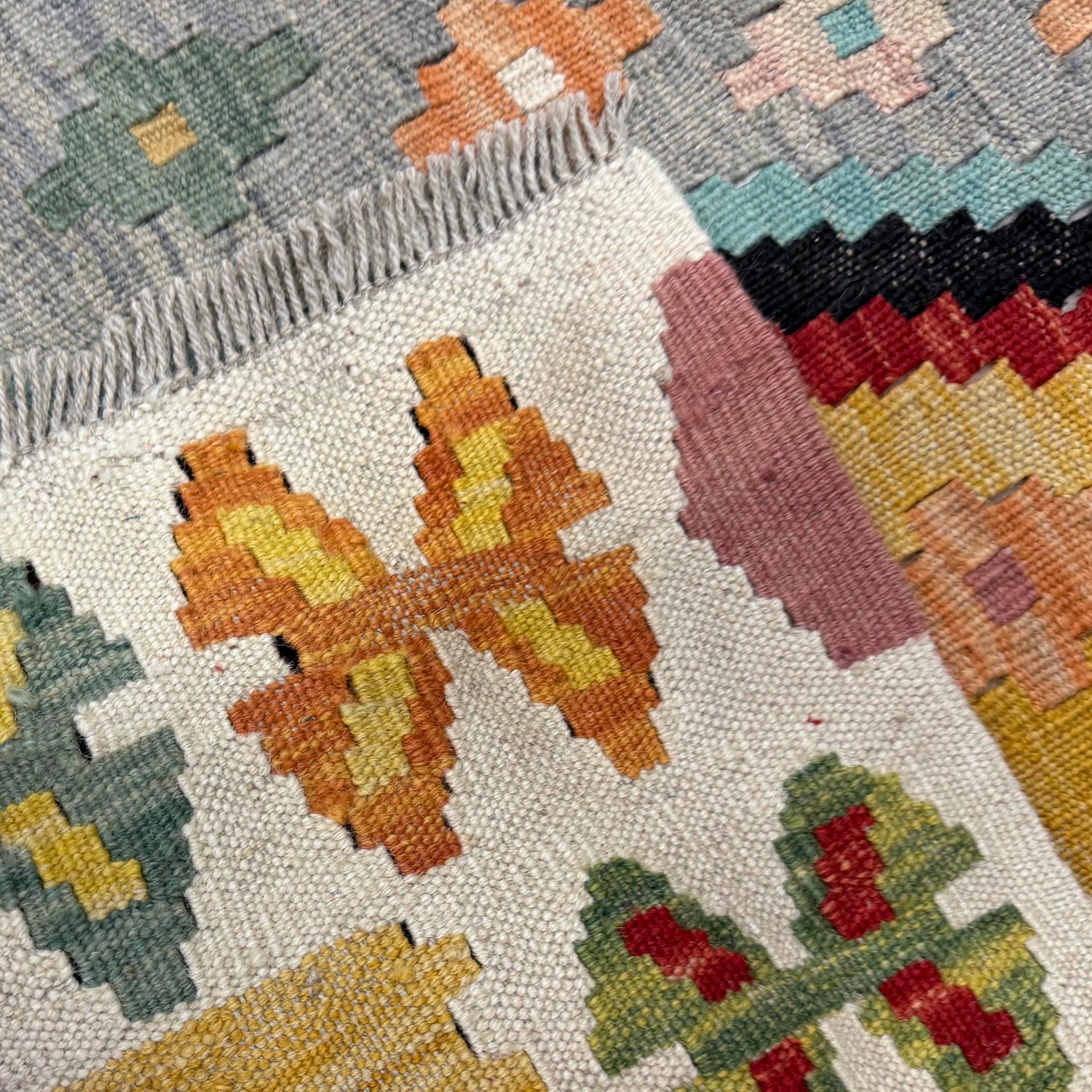 Hand Knotted Afghan Style Kilim – 3' 6" x 4' 9" ft (107 x 146 cm) | SKU: Y39673